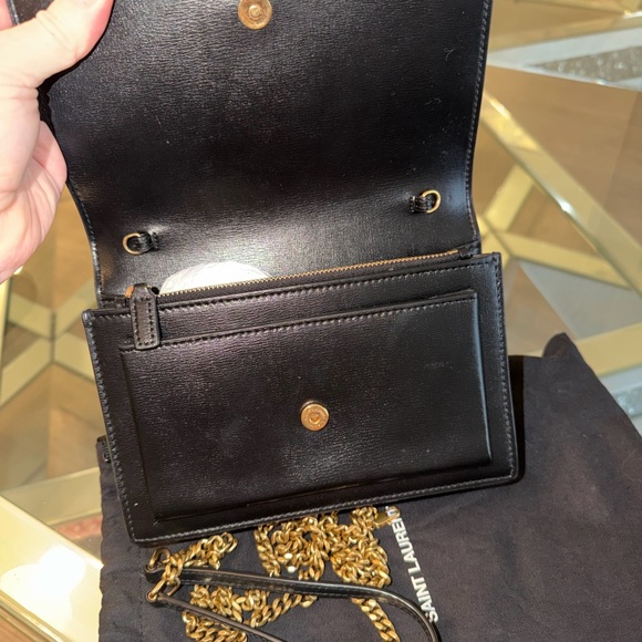 Saint Laurent Black Sunset Leather Crossbody with Gold YSL Logo - Picture 2 of 2